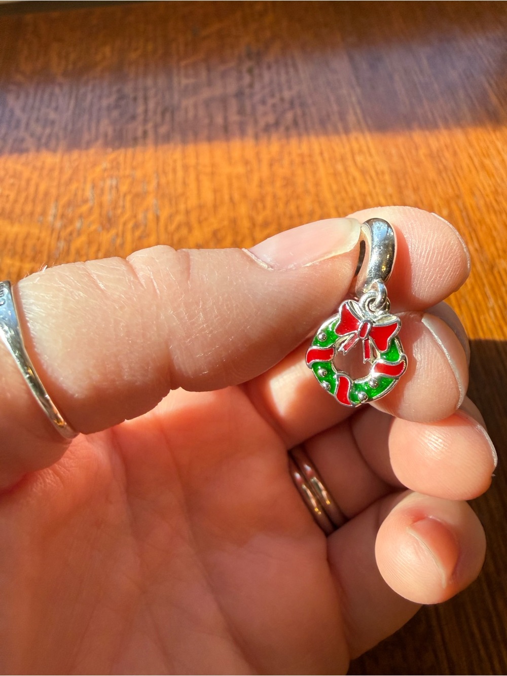 Pandora Holiday Wreath Charm Pendant - Red & Green